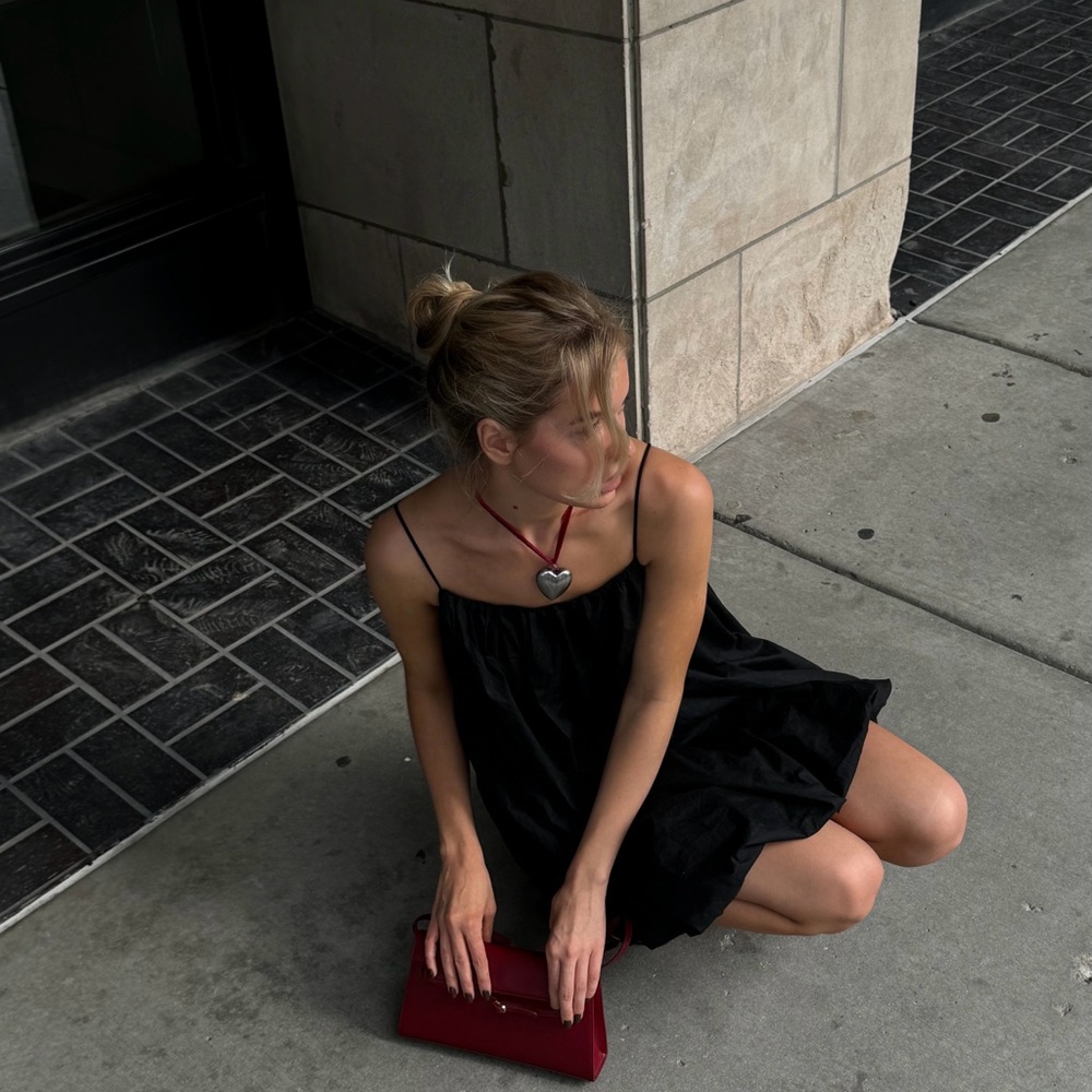 Commense Black Dress with Red Accessories
